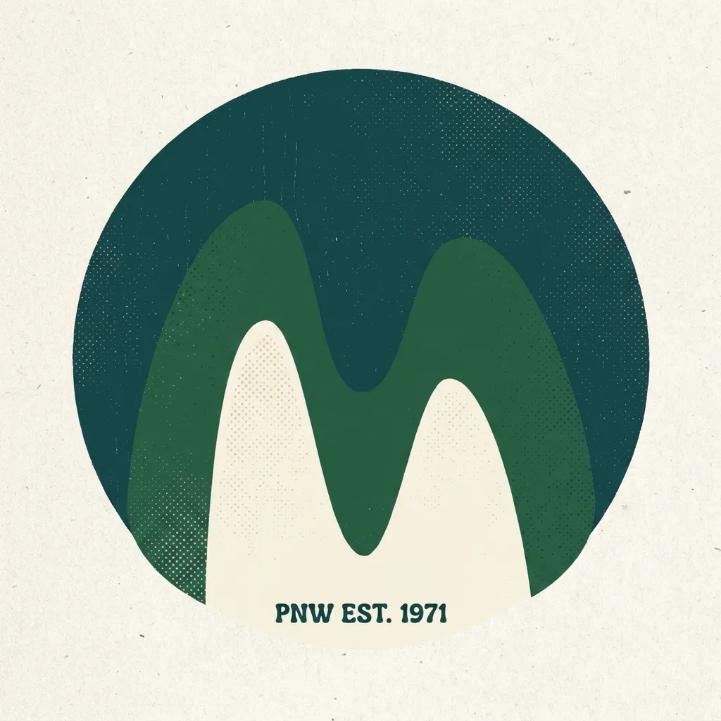 Firefly M retro wavy logo using PNW colors